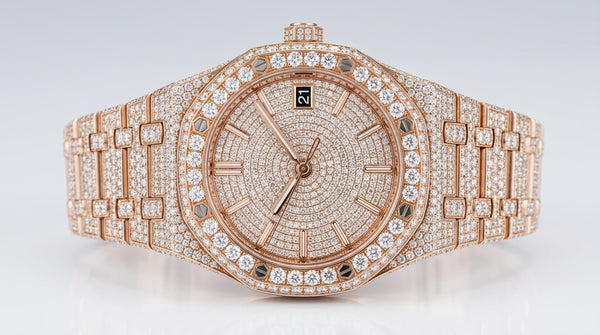 Rose Gold Iced-Out Octagon Luxury Watch — VVS1 Moissanite